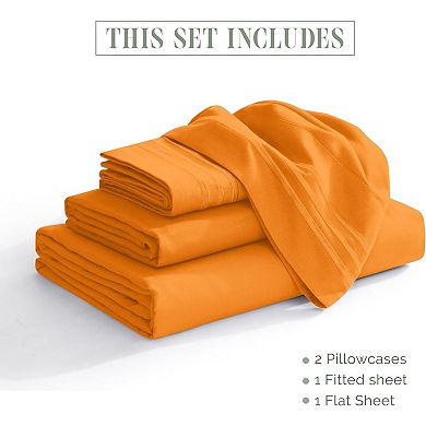 1500 Premium Hotel Quality Microfiber Three Line Embroidered Softest 4-Piece Bed Sheet Set