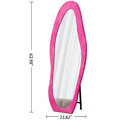 KWPZQEB Flannel Wrapped Full Length Mirror, 63" x 24" Irregular Wavy Mirror