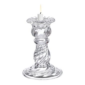 Vintage Crystal Candle Holder, Glass Tealight Holder 2.76x2.76x3.86 Inch, Small Spiral Round