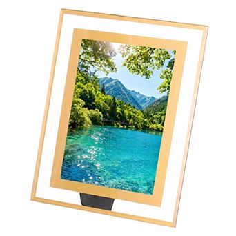 9.8 x 7.5inch Glass Photo Frame, Vertical or Horizontal Picture Frame 1 pc Gold