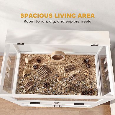 Hamster Cage with Storage Cabinet, Small Animal Cage with Pull Out Drawer