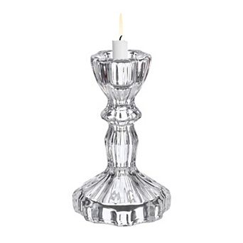 Vintage Crystal Candle Holder, Glass Tealight Holder 2.76x2.76x4.33 Inch, Small Ribbed Column