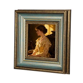 8.5x8.5" Resin Square Photo Frame, Tabletop Display & Wall Mount 1 pc Blue