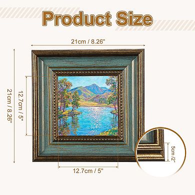 8.5x8.5" Resin Square Photo Frame, Tabletop Display & Wall Mount 1Pc, Blue