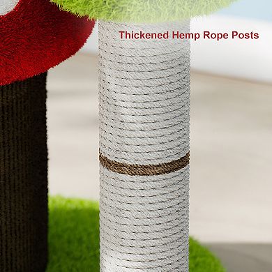 KWPZQEB Mushroom-Themed Cat House Cat Tree Tower, Red+Green+Brown