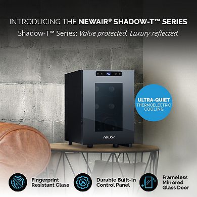 Newair Shadow-T Series, 6 Bottle Wine Cooler with Tempered Glass Door & Thermoelectric Cooling