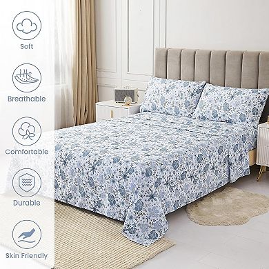 Queen Size Sheets Set - 4 Piece Soft Breathable Microfiber Bed Sheet Set - Deep Pocket Non-Slip