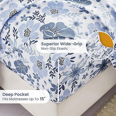 Queen Size Sheets Set - 4 Piece Soft Breathable Microfiber Bed Sheet Set - Deep Pocket Non-Slip