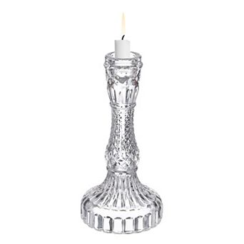 Vintage Crystal Candle Holder, Glass Tealight Holder 3.35x3.35x6.69 Inch, Large Diamond
