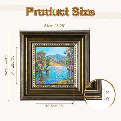 8.5x8.5" Resin Square Photo Frame, Tabletop Display & Wall Mount 1Pc, Gold Brown