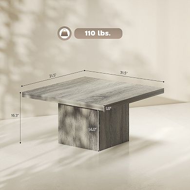 HOMCOM Square Coffee Table, Center Table w/ 1.6" Thick Top, Wood Grain