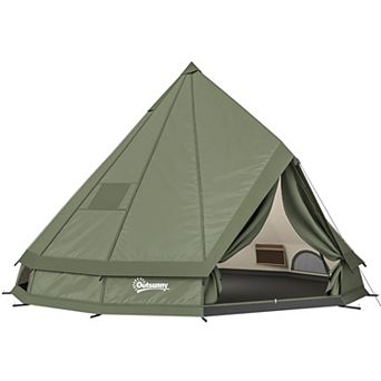 Outsunny Teepee Tent Waterproof for 4-6 People , Army