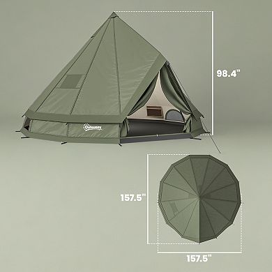 Outsunny Teepee Tent Waterproof for 4-6 People , Army