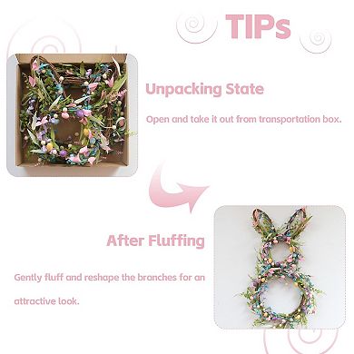 26" Foldable Bunny Easter Wreath Easter Decorations