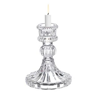 Vintage Crystal Candle Holder, Glass Tealight Holder 3.15x3.15x4.13 Inch, Small Fluted Round