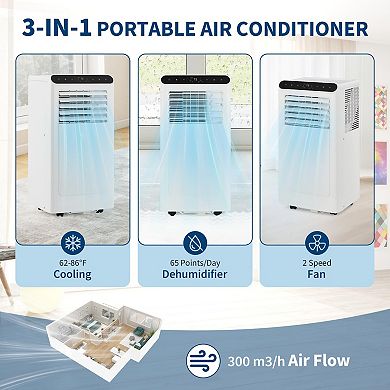 IDEALHOUSE 3-in-1 Portable Air Conditioner Cooling, Drying, and Fan Functions