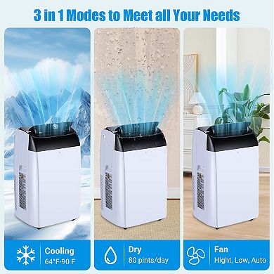 IDEALHOUSE 14000 BTU 3-in-1 ABS Portable Room Air Conditioner