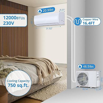 IDEALHOUSE 12000 BTU WiFi Mini Split AC