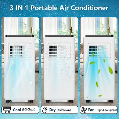 IDEALHOUSE 8000BTU Portable ABS Black Top Quiet Air Conditioner