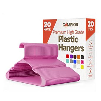 Campior Plastic Hangers Slim, Heavy-Duty, Non-Slip Notches, Pack of 20