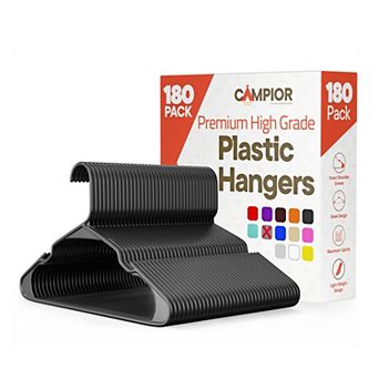 Campior Plastic Hangers Slim, Heavy-Duty, Non-Slip Notches, Pack of 180