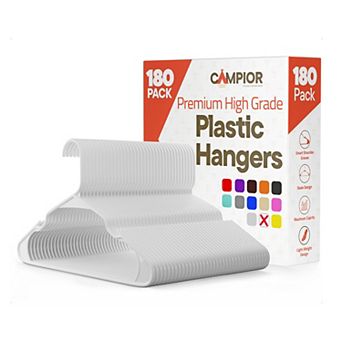 Campior Plastic Hangers Slim, Heavy-Duty, Non-Slip Notches, Pack of 180