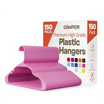 Campior Plastic Hangers Slim, Heavy-Duty, Non-Slip Notches, Pack of 150