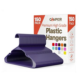 Campior Plastic Hangers Slim, Heavy-Duty, Non-Slip Notches, Pack of 150