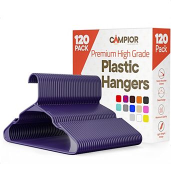 Campior Plastic Hangers Slim, Heavy-Duty, Non-Slip Notches, Pack of 120