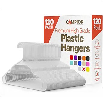 Campior Plastic Hangers Slim, Heavy-Duty, Non-Slip Notches, Pack of 120