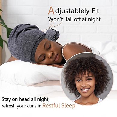 Adjustable Silk Hair Bonnet Satin Lined Sleep Cap Wrap Slouch Beanie