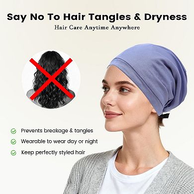 Adjustable Silk Bonnet Satin Lined Sleep Cap Curly Hair Women Men