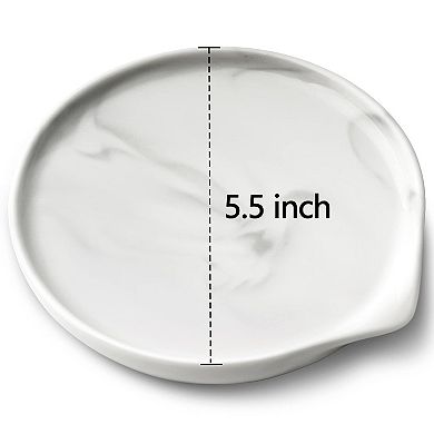 Ceramic Large Spoon Rest, Marble Design, Dishwasher Safe for Kitchen Counter