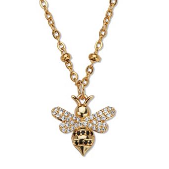 Crystal Yellow Gold Ion-Plated Bumblebee Necklace, 18 in