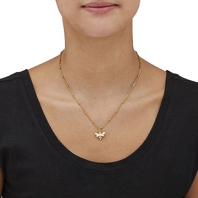 Crystal Yellow Gold Ion-Plated Bumblebee Necklace, 18 Inches