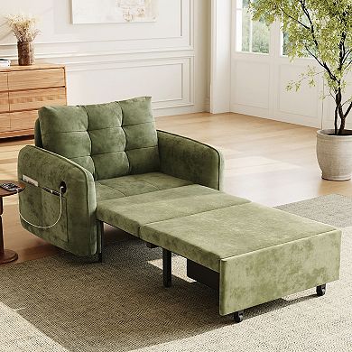 Merax 3-in-1 Sleeper Chair Bed, Multi-Functional Chenille Single Sofa Bed