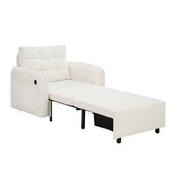 Merax 3-in-1 Sleeper Chair Bed, Multi-Functional Chenille Single Sofa Bed