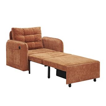 Merax 3-in-1 Sleeper Chair Bed, Multi-Functional Chenille Single Sofa Bed