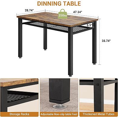 Dining Table Set with Storage Rack, Bench, and Chairs for Small Spaces