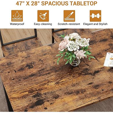 Dining Table Set with Storage Rack, Bench, and Chairs for Small Spaces