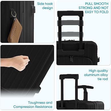 Mjkone 20 Inch Front-Opening Hardside Carry-On Luggage with Seat & TSA Lock