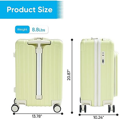 Mjkone 20 Inch Front-Opening Hardside Carry-On Luggage with Seat & TSA Lock