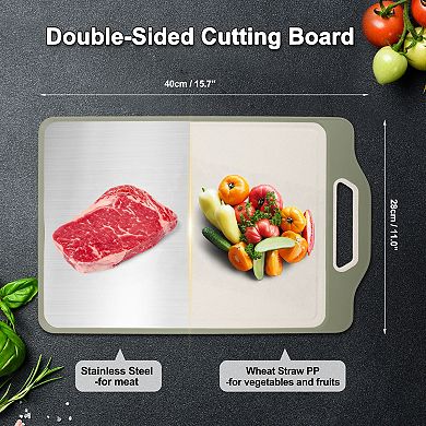 Double-Sided Stainless Steel Cutting Board Hygienic Kitchen Board