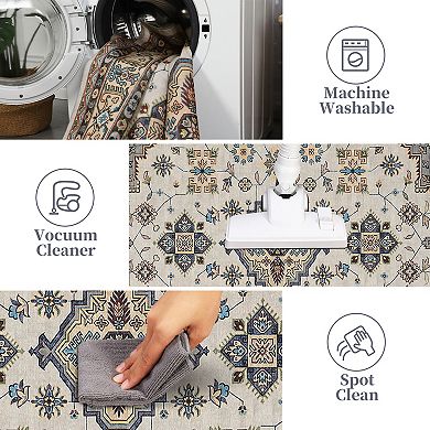 Imitation Cashmere Washed Foldable Printed Carpet Persia Yunli