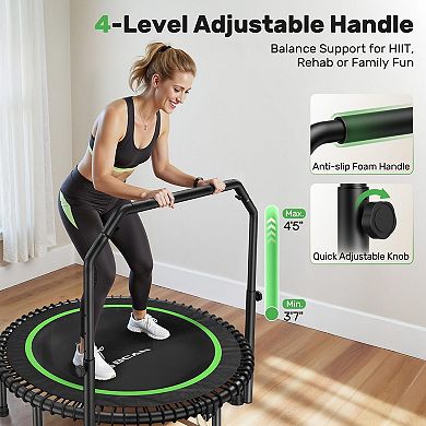 BCAN 450/550LBS Foldable Trampoline, Fitness Rebounder with Adjustable Foam Handle