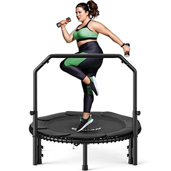 BCAN 450/550LBS Foldable Trampoline, Fitness Rebounder with Adjustable Foam Handle