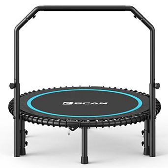 BCAN 450/550LBS Foldable Trampoline, Fitness Rebounder with Adjustable Foam Handle