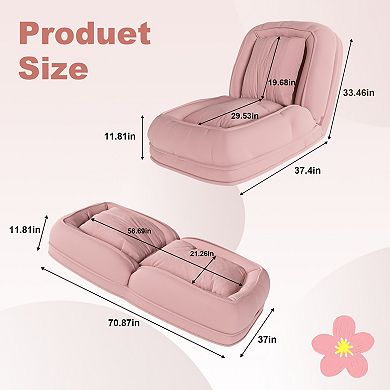 GOODSILO Foldable Ergonomic Upholstered Sofa Bed with Adjustable Positions and Pillows