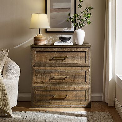 Modern Wood Nightstand, 30" Tall Bedside Table Storage End Table, w/ 3 Drawers Oversized Extra Large