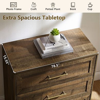 Modern Wood Nightstand, 30" Tall Bedside Table Storage End Table, w/ 3 Drawers Oversized Extra Large